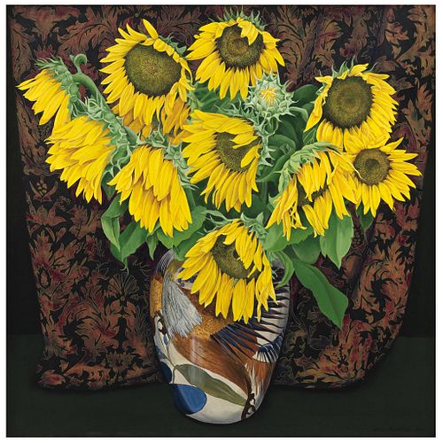 ORIS ROBERTSON, Girasoles No. 5, Signed and dated 1993, Acrylic on canvas, 41.5 x 41.3" (105.5 x 105 cm), Certificate