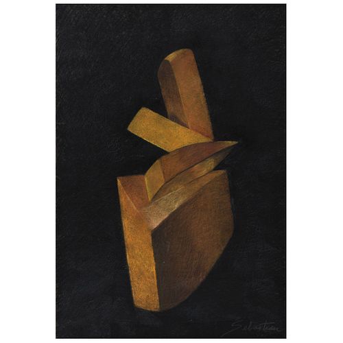SEBASTIAN, Boceto para escultura amarilla, Signed, Grease pastels and charcoal on paper, 38.7 x 26.9" (98.5 x 68.5 cm)