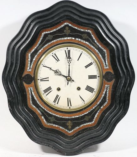 MOTHER-OF-PEARL INLAID FRENCH WALL CLOCK