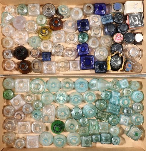 (122 PC) GLASS INK BOTTLE COLLECTION