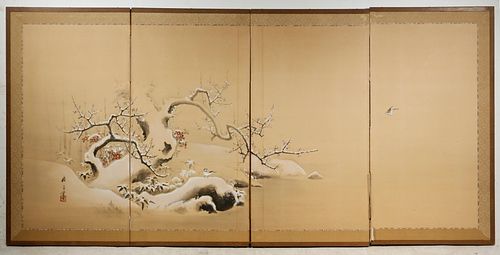 FOUR-PANEL JAPANESE FOLDING LOW SCREEN, CA. 1920S