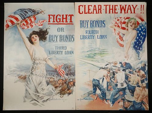 (4) LOOSE WWI MEDIUM-SIZED BOND POSTERS BY HOWARD CHANDLER CHRISTY
