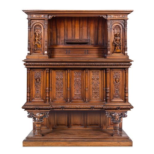 A French Renaissance Revival Carved Walnut Cabinet