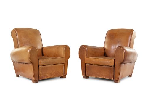 A Pair of Leather Club Chairs