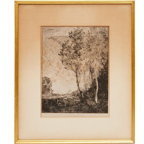 Jean Baptiste Camille Corot, etching