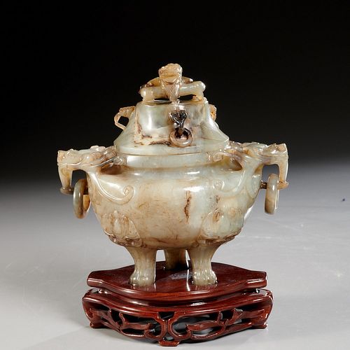Chinese jade censer and cover