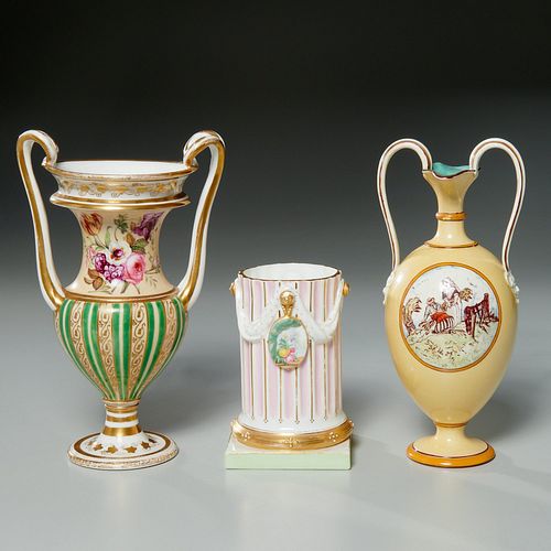 (3) antique English porcelain vases, incl. Spode