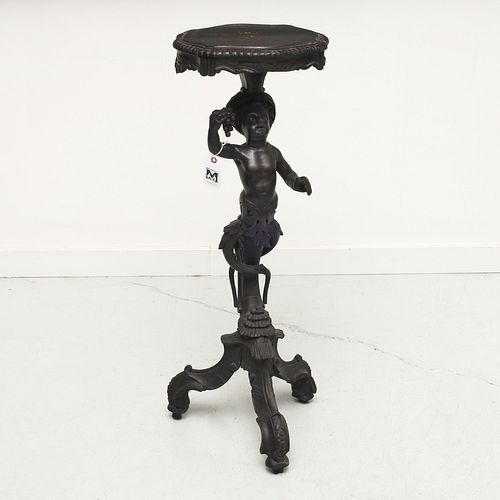 Venetain grotto style carved wood pedestal