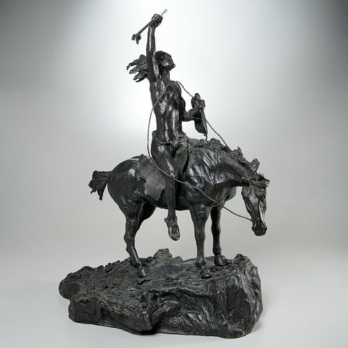 Gregory Perillo, large bronze Indian warrior