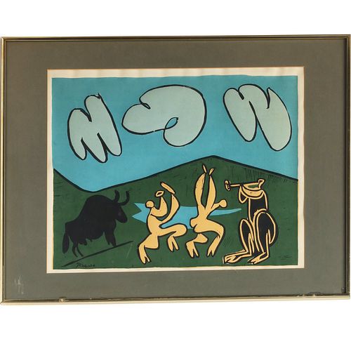 Picasso, "Bacchanale au Taureau Noir" print