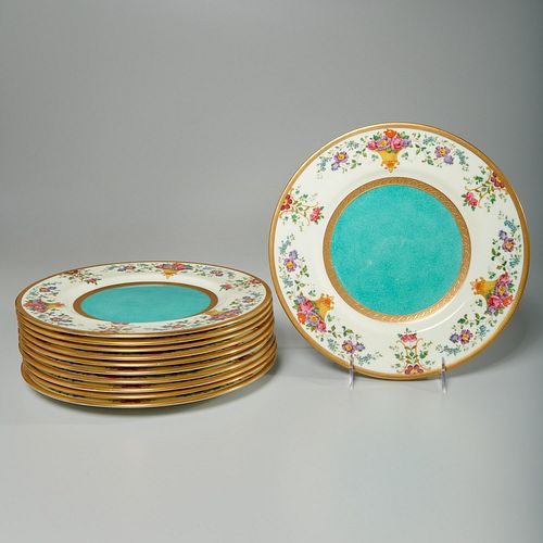 Fine set (11) Wedgwood gilt floral service plates