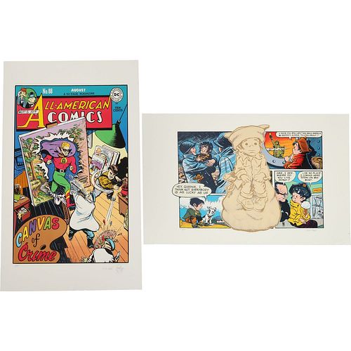 Irwin Hasen, (2) silkscreen comic book prints