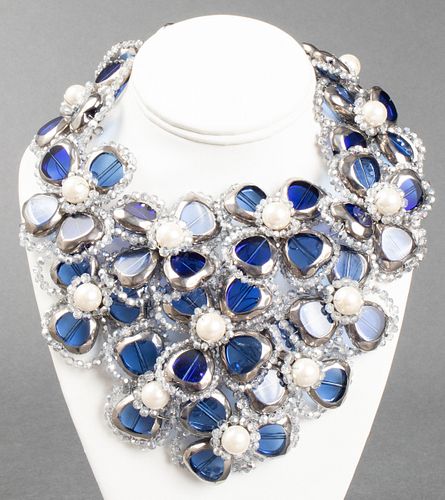 Vilaiwan Faux Pearl & Glass Flower Necklace