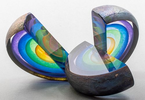 Leon Applebaum "Rainbow" Art Glass Sculpture