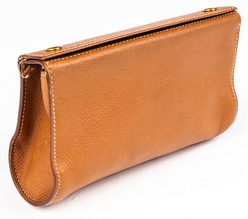 Hermes Brown Leather Karo Pouch / Clutch