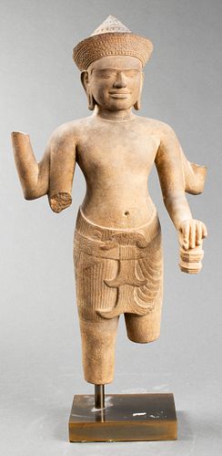 Khmer Vishnu Carved Sandstone Figure, Cambodia