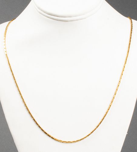 22K Yellow Gold Rectangular Link Chain Necklace