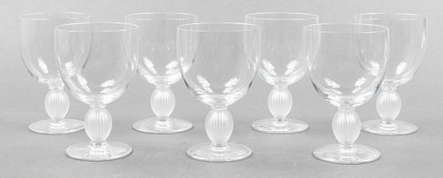 Lalique Clear Crystal Langeais Water Goblets, 7
