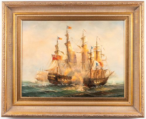 J. P. Son Signed Maritime Oil on Canvas