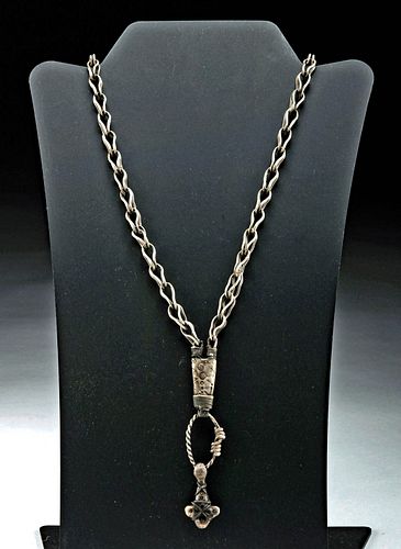 10th C. Viking Silver Necklace Thor's Hammer Pendant