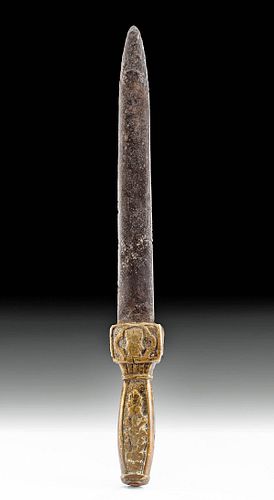 18th C. Spanish Colonial Steel Dagger Floral Brass Hilt