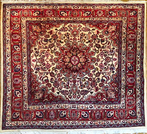 Vintage Hand Knotted Wool Oriental Foyer Carpet