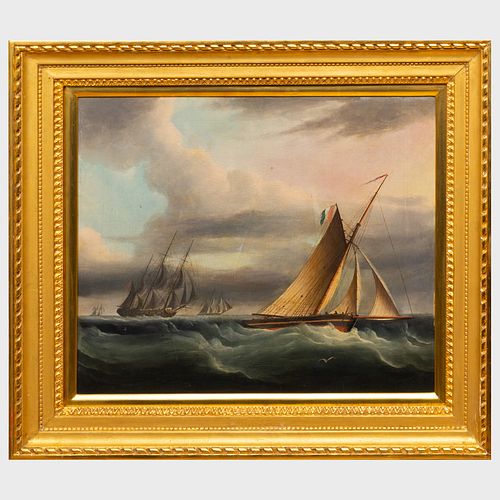 Attributed to Thomas Buttersworth (c. 1768-1842): Chasing a French Cutter