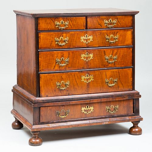 William and Mary Walnut Parquetry Chest of Drawers on Stand
