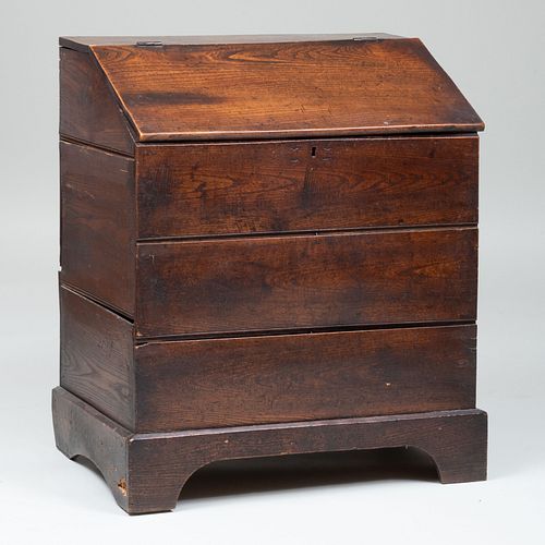English Yewwood Log Bin in the Form of a Slant-Front Desk