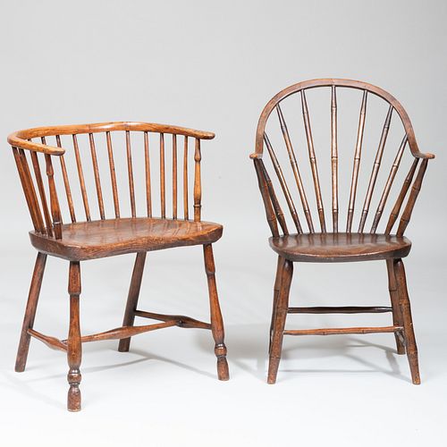 English Elm, Ash, and Beechwood Windsor Chair and Another