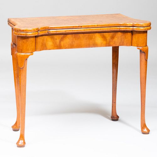 George II Burr and Figured Walnut Concertina Action Card Table