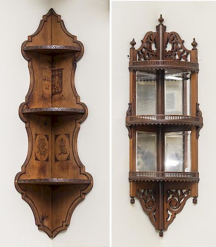 TWO VICTORIAN CARVED SHELVES