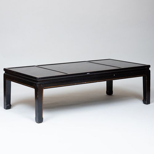 Chinese Style Black Lacquer and Parcel-Gilt Low Table
