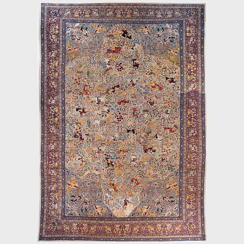 Fine Persian Tabriz Figural Carpet