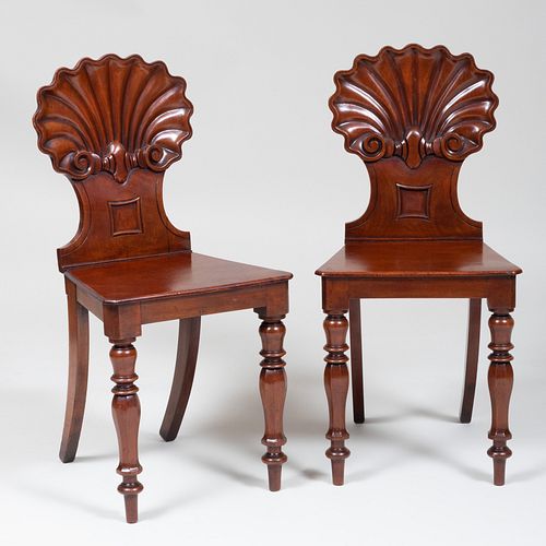 Pair of Late Victorian Mahogany Hall Chairs