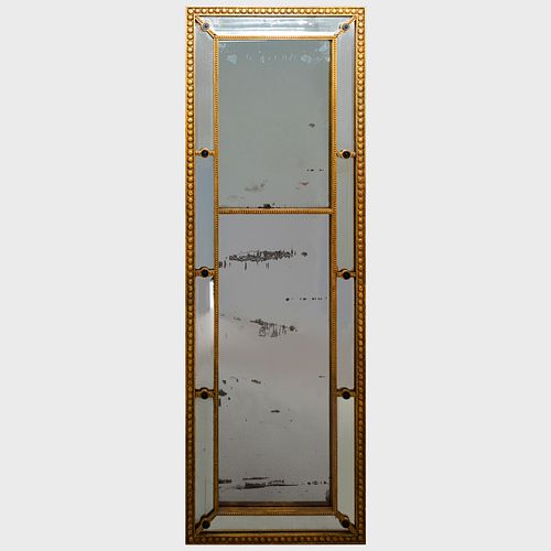 Pair of George III Style Giltwood and Ebonized Pier Mirrors