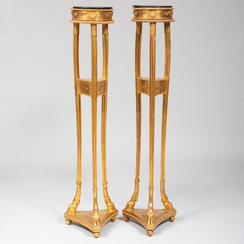 Pair of George III Giltwood Pedestals