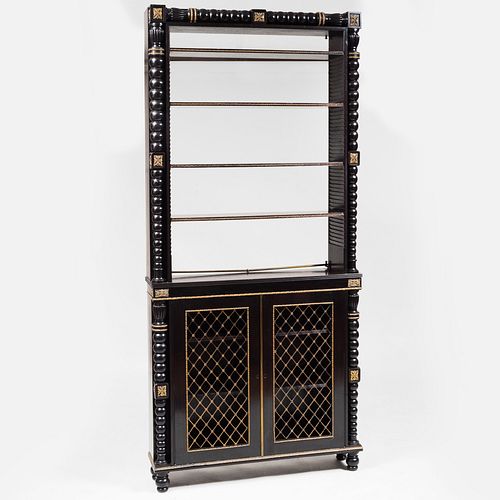 Fine George IV Gilt-Metal-Mounted Ebonized Bookcase, Attributed to Gillow's of Lancaster