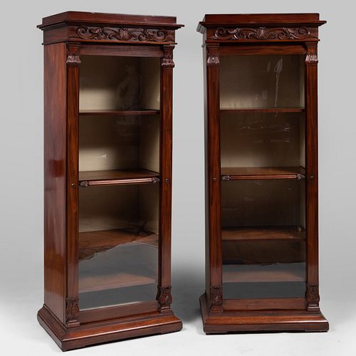 Pair of Regency Mahogany and Glazed Cabinets