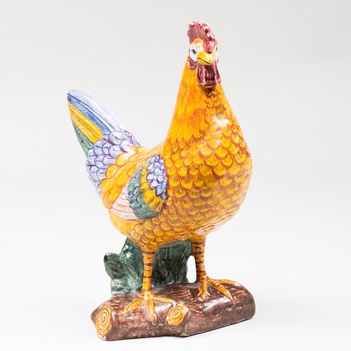 Polychrome Delft Model of a Chicken