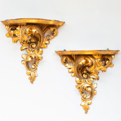 Pair of Baroque Style Giltwood Wall Brackets