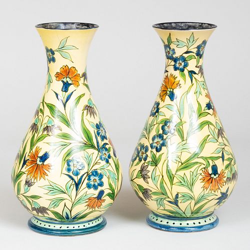 Pair of Lambeth Doulton Glazed Vases