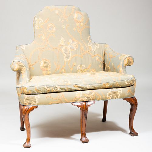 George II Walnut and Needlework Upholstered Settee