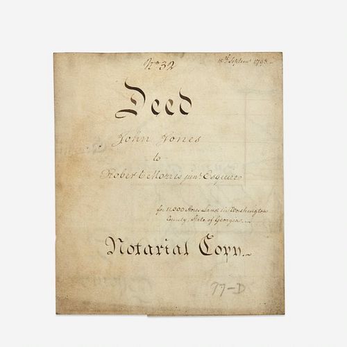 [Americana] [Morris, Robert] Biddle, Clement, Signed Land Deed