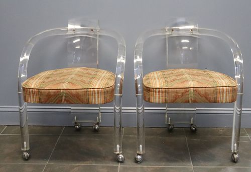 Midcentury Pair Of Lucite Chairs