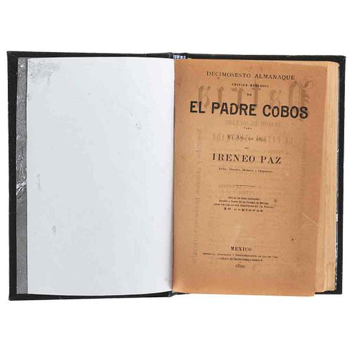 Paz, Ireneo. Decimosesto Almanaque Critico Burlesco del Padre Cobos para el Año de 1891. México, 1890. Ilustrado.