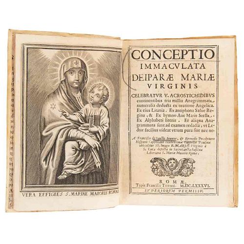Sancto Ioanne & Bernarde, Francifco de. Conceptio Immaculata Deiparae Mariae Virginis Celebratur V... Romae, 1686. Frontispicio.