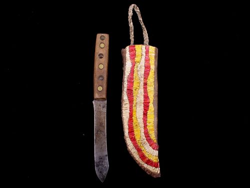 Crow Quilled Sheath and Trade Knife 19th Century