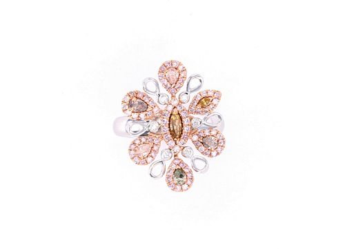 Natural Pink Diamond 18K White & Rose Gold Ring