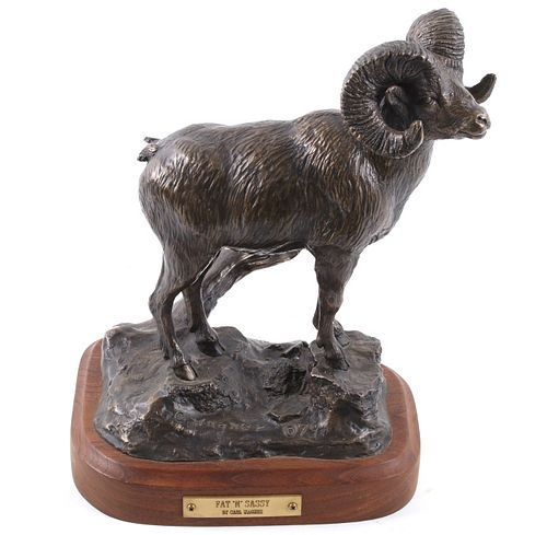"Fat n' Sassy" Bronze Ram Sculpture by Carl Wagner
